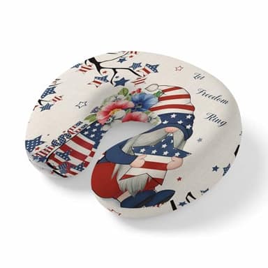ZFUNCING Travel Pillows U-Shaped Neck Pillow Independence Day Dwarfs Ergonomic Memory Foam Pillow Head Cushion,Poppy on Retro Linen Soft Portable Neck Pillows for Office Airplane Car Train