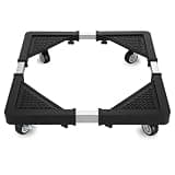 HQO LOVL Mini Fridge Stand with 4 Locking Wheels 17.7"-25.6" Adjustable Dolly Washing Machine Stand Base,for Furniture Portable Refrigerator Dryer Stand(Black)