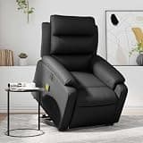 HBFDSFG Electric Stand Up Massage Recliner Chair for Elderly with Power Lift, Black Faux Leather, 6 Massage Points, 135 Degree Recline, Side Pocket
