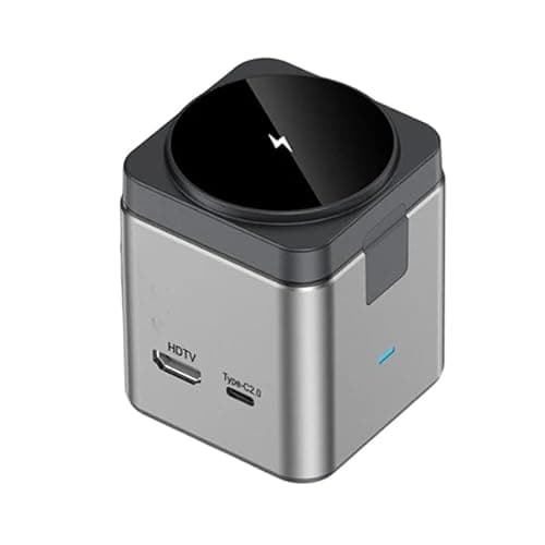 Multifunctional Docking Station with Cordless Charger, Magnetic 7-in-1 Expansion Hub Charger, Fast Desk Charger Station,100w Power Delivery, Equipped with HDTV Interface,Data Transmission Port (1PCS)