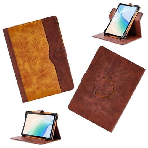 Case for Awow 10 Octa Core Tablet Case 360 Degree Rotation Multi-Viewing Angels PU Leather Stand Folio Cover Brown