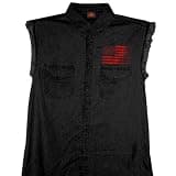 Milwaukee Leather Mens Black Flag Bullets Sleeveless Black Denim Shir-MPMH115036-BLACK-3X