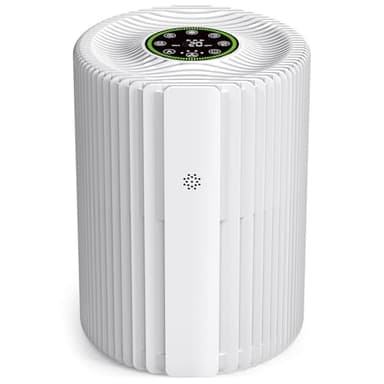 VOOPNU DH-JHD07 Air Purifier 3-Stage Filter for Pet Hair & Allergies, 360° Intake, 24dB Sleep Mode, 5 Speeds, Timer for Bedroom/Dorm/Office - White