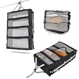 AMOGIE Hanging Suitcase Organizer – Instant Travel Closet with Built-In Compression | 4-Compartment Wardrobe Packing Cubes for Carry-On & Checked Luggage | Travel Essentials for Men & Women