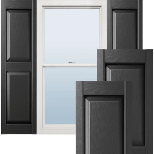 Ekena Millwork Lifetime Vinyl LP2S14X04700BL Standard Two Equal Panel Vinyls, Raised Panel Vinyl Shutters, w/Installation Shutter-Lok's & Matching Screws (Per Pair), 14.75"W x 47"H, Black