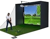 Complete Golf Simulator Enclosure Package – 4K-Ready Impact Screen with Blackout Cage, Projector Mount, Frame Poles, Side Shank Nets | Indoor & Garage Practice | Easy Setup | 12-Month Warranty