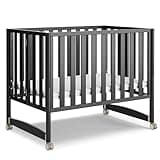 MAMAZING EvoNook 4 in 1 Baby Convertible Mini Crib with Wheels, GREENGUARD Gold Certified, 100% New Zealand Wood, 4 Adjustable Mattress Heights, Portable Cribs for Small Spaces, Black