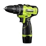 POWKITS Drill Tool Set: 12V Cordless Power Drill Tool Box with Battery Charger for Home Hand Repair, Basic Toolbox Tools Kits Drills Case Green