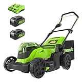 Greenworks 48V (24V x 2) 17" Brushless Cordless Push Lawn Mower, Includes (2) 4.0Ah Batteries and Dual Port Rapid Charger((200+ Compatible Tools, 45Min Runtime)