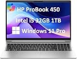 HP ProBook 450 G10 Business Laptop (15.6" FHD Anti-Glare, Intel 10-Core i5-1334U (Beats i7-1255U), 32GB RAM, 1TB SSD), Backlit KB, Webcam, Ethernet, Wi-Fi 6E, Win 11 Pro w/ AI Copilot, Silver