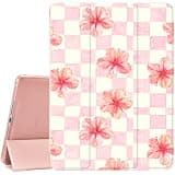 JOYLAND Pink Case for iPad (A16) 11th Generation 11 Inch 2025/iPad 10th Generation 10.9 Inch 2022 with Pencil Holder,Trifold Stand Protective Cover with Soft TPU Back,Checkered Hibiscus