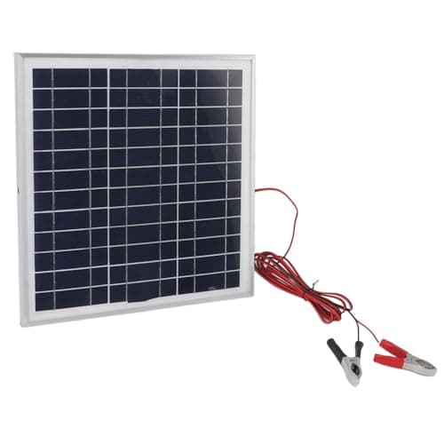 Solar Panel, Portable Aluminum Frame Monocrystalline Silicon Solar Battery Charger Kit ith 9.8FT Cable DC 18V Red and Black Battery Clips for RV Camping Hiking