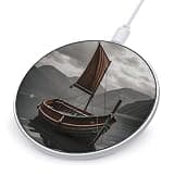 Old Boat Wireless Charger 10W Portable Fast Wireless Charging Pad Compatible with Phone Slim Charging Station Lightweight Charger Mat Charging Block for Travel Home Office