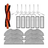 FGJDERYH Replacement Accessories Kit Compatible with Xiaomi Robot Vacuum S40C/E101, 1 Main Brush + 6 Side Brushes + HEPA Filters + Mop Pads