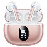 Wireless Earbuds Deep Bass Sound Ear Buds, Bluetooth 5.3 Headphones 48H Playtime, LED Display Earphones with Mic, IPX7 Waterproof Lightweight in-Ear Buds, Touch Control for iPhone TV Laptop PinkGold