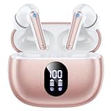 Wireless Earbuds Deep Bass Sound Ear Buds, Bluetooth 5.3 Headphones 48H Playtime, LED Display Earphones with Mic, IPX7 Waterproof Lightweight in-Ear Buds, Touch Control for iPhone TV Laptop PinkGold