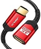 JSAUX HDMI Extension Cable 10FT, 4K 60Hz High Speed HDMI Extender Cord Male to Female Adapter Connector (HDR HDCP 2.2), Compatible with Roku TV Streaming Stick, Bluray Player, HDTV, Laptop, PC - Red