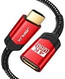 JSAUX HDMI Extension Cable 10FT, 4K 60Hz High Speed HDMI Extender Cord Male to Female Adapter Connector (HDR HDCP 2.2), Compatible with Roku TV Streaming Stick, Bluray Player, HDTV, Laptop, PC - Red