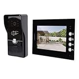 Wisoqu Wired Video Intercom System, 7 Inch Monitor, Card & One - Key Unlock,120 IR Night Vision, Easy Install, Doorbell Camera with Screen for Apartment Villa Home Office (US Plug)