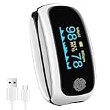 Rechargeable pulse oximeter with respiration, oximeter finger with Pulse Rate SpO2 PI PRR Fast SpO2 Reading Home Outdoor Athletic Sports White