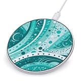 Turquoise and White Circle Wireless Charger, Fast Charging Pad