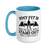Military Child Month Veteran Military Brat USA Flag America Ceramic Mug, Blue/White, 15oz