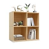 ZHISHUAI 4-Cube Solid Wood Bookcase, 2-Tier Wood Storage Organizer, 23.6in