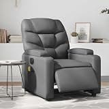 GHVBNMF Electric Massage Recliner Chair Gray Faux Leather Reclining Sofa with Vibration Massage System Cup Holders and Padded Armrests for Living Room Home Theater Modern Accent Seating