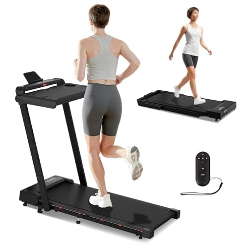 4 in 1 Foldable Treadmill Walking Pad with Incline 3.0HP Compact Under Desk Treadmill with Remote Control Handle Bar and 300 lbs Weight Capacity