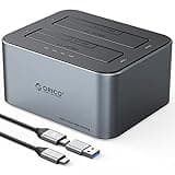 ORICO Hard Drive Docking Station with Offline Clone, Aluminum Alloy Dual Bay USB C to SATA Hard Drive Dock Holder for 2.5 or 3.5 Inch HDD 36TB UASP Support,Gray (6626C3-C)