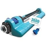 Aqua Joe Oscillating Sprinkler with Adjustable Spray, 16 Clog-Resistant Nozzles, Metal Base & 3600 Square Foot Coverage, Compatible with Garden Hoses