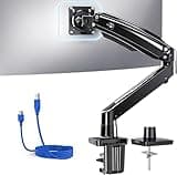 HUANUO Single Monitor Arm for 13-49 inch Screens, Ultrawide Computer Monitor Mount Holds 26.48 lbs, Upgraded Adjustable Stand with USB, C-Clamp & Grommet Base, VESA 75x75 or 100x100mm
