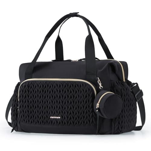 MOMMORE Diaper Bag Tote Large Capacity Travel Diaper bags Hospital Bag for Labor Delivery Baby Bag with Pacifier Case, Black