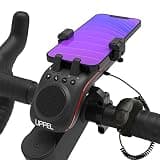UPPEL Bluetooth Speaker Bicycle, Multifunctional Bike Phone Holder 10-in-1- LED Light - Bike Horn - Microphone - Ideal for Road & Mountain Bike (Black)
