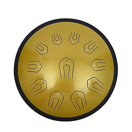 18-inch Dual-Tongue Ethereal Drum Forget Worry Drum Steel Tongue Drum Empty Drummer disc Drum, Percussion Instrument Handpan Drum with Travel Bag Music Book Mallets Steel Tongue Drum (Golden 1)