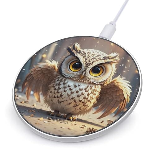 Cute Owl Wireless Charger Portable 10W Fast Wireless Charging Pad Compatible with Phone Ultra-Thin Charging Station Lightweight Charger Mat for Travel Home Office Desk