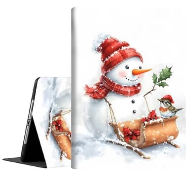 Case for Samsung Galaxy Tab S10 Lite/ S10 FE 2025/ S9 FE 10.9 Inch/ S9 11 Inch 2023, Multi-Angle Stand Smart Protective Cover, Shockproof Case Auto Sleep/Wake, Christmas Snowman Riding a Sleigh