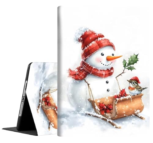 Case for Samsung Galaxy Tab S10 Lite/ S10 FE 2025/ S9 FE 10.9 Inch/ S9 11 Inch 2023, Multi-Angle Stand Smart Protective Cover, Shockproof Case Auto Sleep/Wake, Christmas Snowman Riding a Sleigh