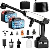 Cordless Pressure Washer Battery Powered,Portable Power Washer with 2pcs 4.5Ah 21V Battery&Charger & 6-in-1 Nozzle,2 Power Level & on/Off Button,Handheld Pressure Washer for Car,Home,Garden Patio