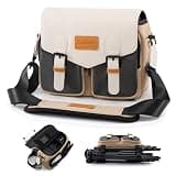 Cwatcun Camera Shoulder Bag Compact Camera Case, Small Waterproof Camera Messenger Bag with Tripod Holder, Travel Photography Bag for Canon, Nikon, Sony, Fuji DSLR/SLR/Mirrorless Camera, Lens