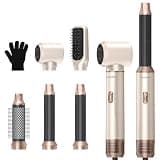 Nawedaa 5-in-1 Hair Dryer Brush Set, Detachable Hot Air Brush with Auto Wrap Curlers, Ionic Blow Dryer Brush for Fast Drying, Volumizing, Straightening & Salon Styling for All Hair Types(Beige)