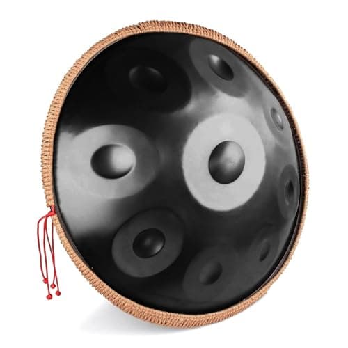 Handpan Drums for Adults 22in/56cm 9/10/12Notes 440Hz D Minor HandPan Percussion Instrument with Handpan Bag, 2 Handpan Mallets, Handpan Stand and Dust Free Cloth(Black,12 NOTES)