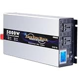 7000W Pure Sine Wave Inverter 12V/24V/48V/60V/72V to 110V/230V/240V Converter with LCD Display for Car, RV, Truck, Off-Grid Solar System, Camping, High Efficiency