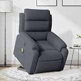 HBFDSFG Electric Stand Up Massage Recliner Chair for Elderly with Power Lift, Dark Gray Velvet, 6 Massage Points, 135 Degree Recline