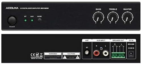 ACOUXA Audio MD-210B Bluetooth Stereo Amplifier, 2 Channel Home Audio Component Amplifiers for Passive Speakers, Mini Class D Amp Receiver 200W for Indoor/Outdoor/Garage/Ceiling/Bookshelf Speaker