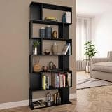 LPERTGFHU Tall Bookcase and Room Divider, 18-Shelf Open Storage Organizer for Living Room, Office, Engineered Wood, 31.5x9.4x75.6 Inches, Black