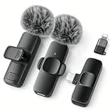 SUDEHO Professional Dual Mic Set, Twin Wireless Lavalier, Noise Cancelling & USB-C Android Adapter (Inkblack, XLarge)