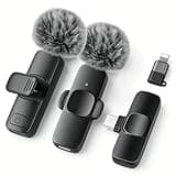 SUDEHO Hands-Free Dual Microphone, Clip-On Wireless Lavalier with USB-C Adapter, Noise Isolation (Inkblack, Small)
