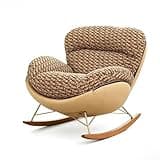 Mid-Century Modern Rocking Chair, High Density Padded Lounge Armchair for Living Room Bedroom Nursery, Vintage Pattern Fabric Accent Leisure Chair