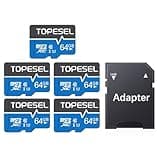 TOPESEL 64GB Micro SD Card 5Pack Micro SDXC Memory Card UHS-I, High Speed Flash TF Card for Camera/Smartphone/Dash Cam/Tablet/PC, C10, U1(64GB 5Pack)